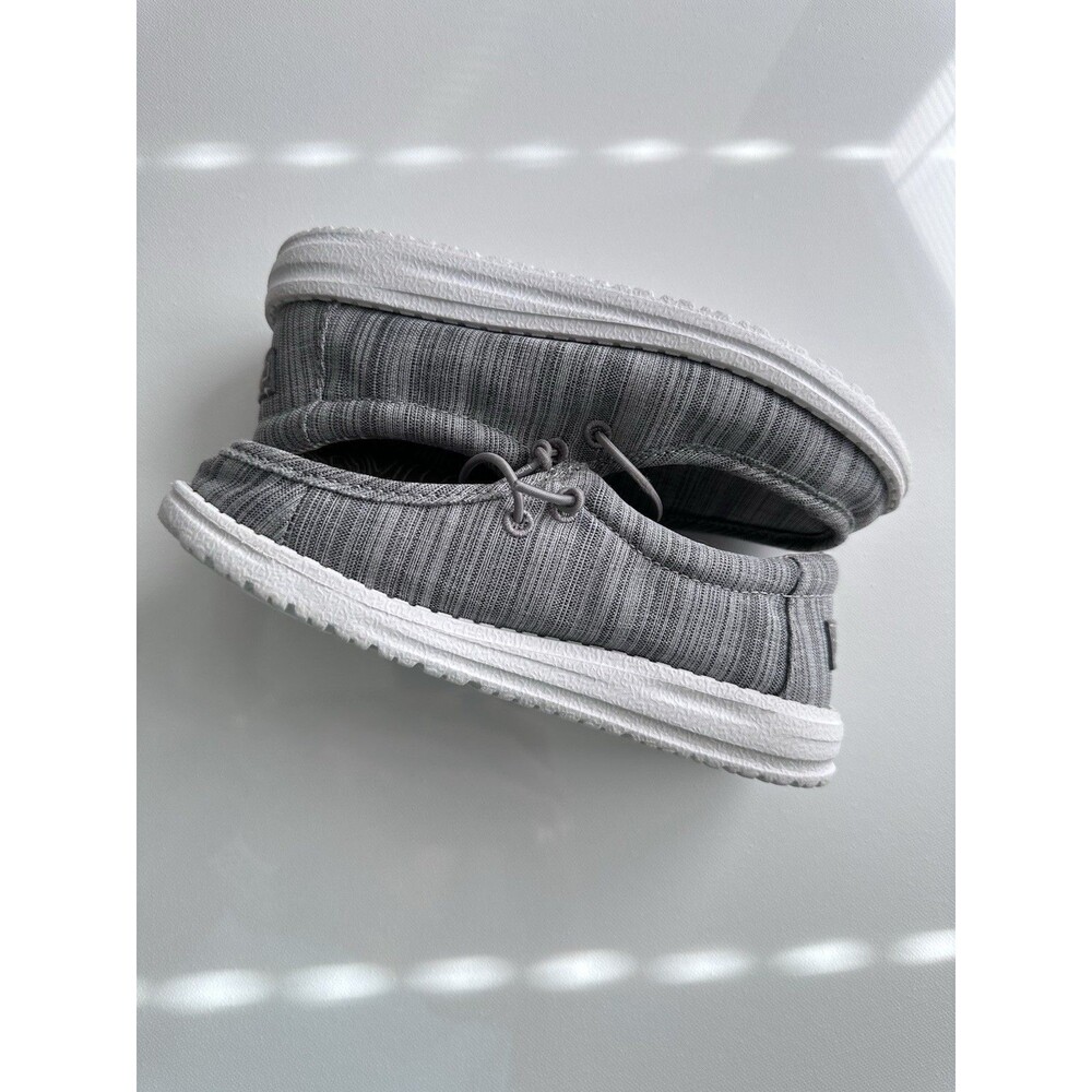 Hey Dude Wally Youth Linen Stone Slip On Shoes Kids Size 12 Gray Casual Comfort - Picture 8 of 8